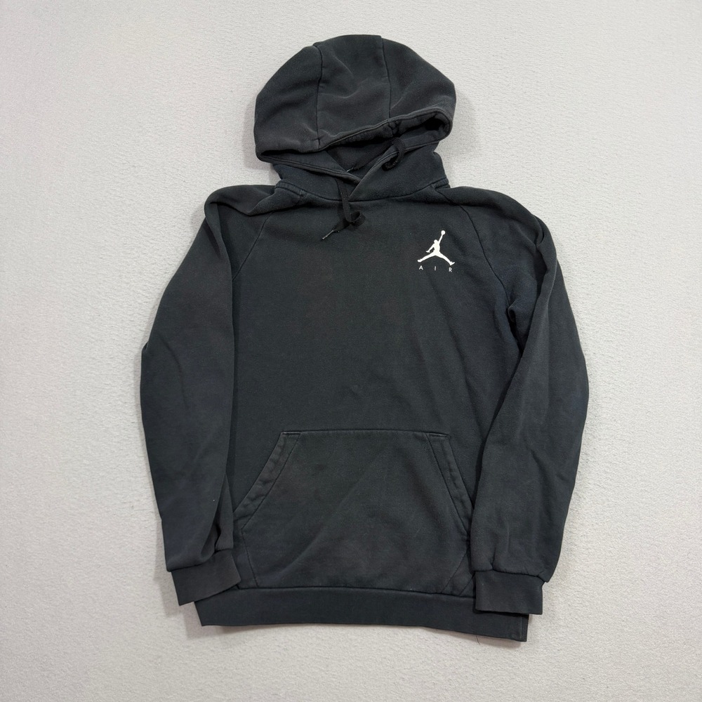 Jordan Hoodie Men Small Black Jumpman Air Pullover Fleece Long Sleeve Raglan